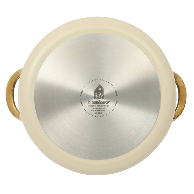 Bloomhouse 8 Piece Pots and Pans Heavy Duty Aluminum Premium PFA Free Ceramic Nonstick - Almond Cream