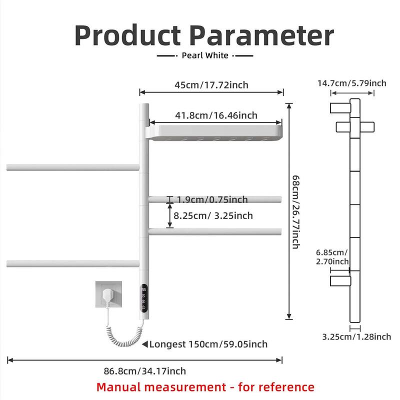 Smart Rotating Heated Towel Rack for Bathroom,Towel Warmer