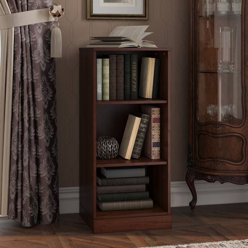 Palace Imports Premium 100% Solid European Oak Hardwood 3-Shelf Modular Bookcase - 16" Wide, 35.75" Tall - Rich Cherry Oak