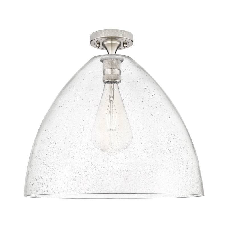 Innovations Lighting 434-1F-10-16 Crown Point Flush Dome Crown Point - Satin Nickel / Seedy