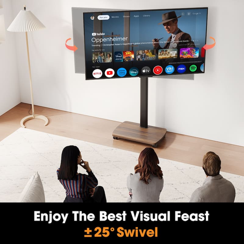 AOKCOS Modern Rolling TV Stand with Wheels for 43 to 75 inch TVs
