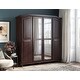 preview thumbnail 31 of 32, Palace Imports 100% Solid Wood Kyle 4-Door Wardrobe Armoire with Optional Mirrored Doors Java-Mirror