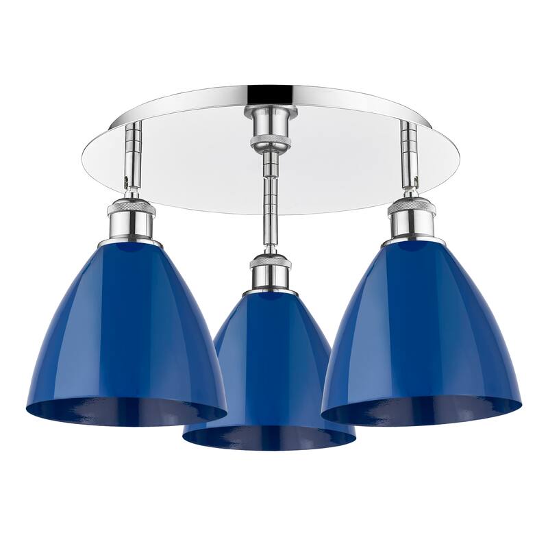 Innovations Lighting Ballston - 3 Light 19" Flush Mount - Blue/Polished Chrome