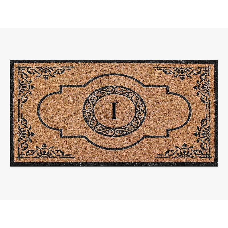 A1HC Natural Coir Hand-crafted Abrilina Monogrammed Double Doormat - 36" x 72" - I