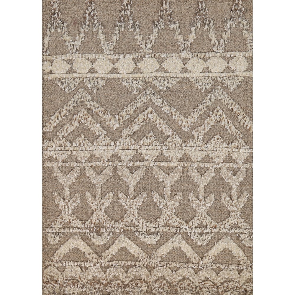 Earth Tone Moroccan Indian Accent Rug Handmade Wool Carpet - 2'0"x 3'0"