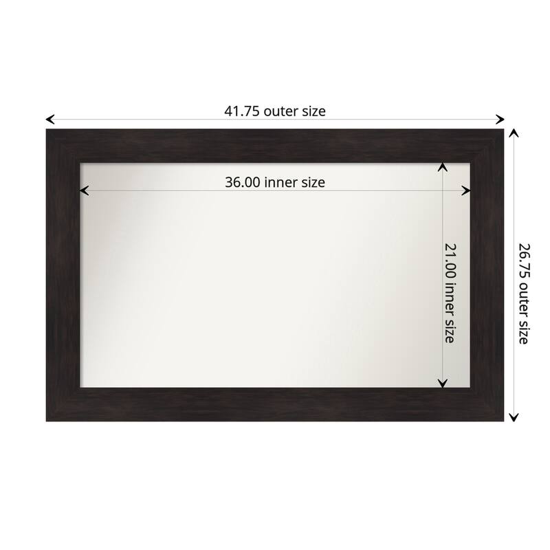 Furniture Espresso Framed Non-Beveled Custom Wall Mirror, Bathroom Vanity Mirror - Outer Size: 41.75 x 26.75