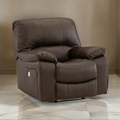 Niy 41 Inch Chair, Power Rocker Recliner, Cushioned, Dark Brown Upholstery