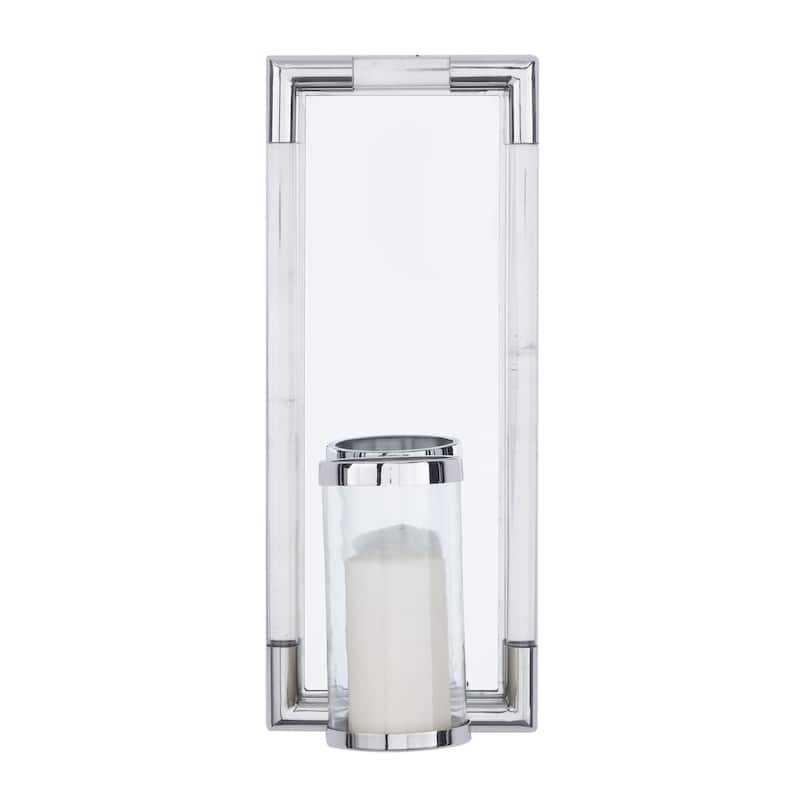Stainless Steel Metal Geometric Pillar Wall Sconce with Mirror Backing - Silver - Roche River Decor - Silver