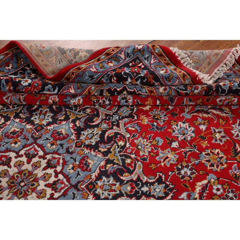 Floral Red Kashan Turkish Area Rug Dining Room Machine Made Carpet - 9'9" x 12'7"