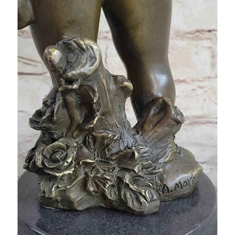 Cherub Cherubim Boy Bronze Statue Sculpture Figure Decor 13.5 Inches X 6 Inches