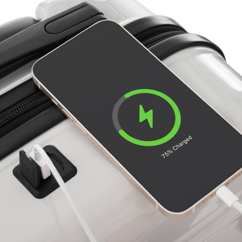 Luggage Set of 3, ABS+PC Hard Shell Carry-on Suitcases with Cup Holder and USB Port & Spinner Wheels, for Men Women Travel