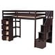 preview thumbnail 25 of 45, Wooden Loft Bed Frame with Shelves,Storage Drawers and Stairs,Twin size