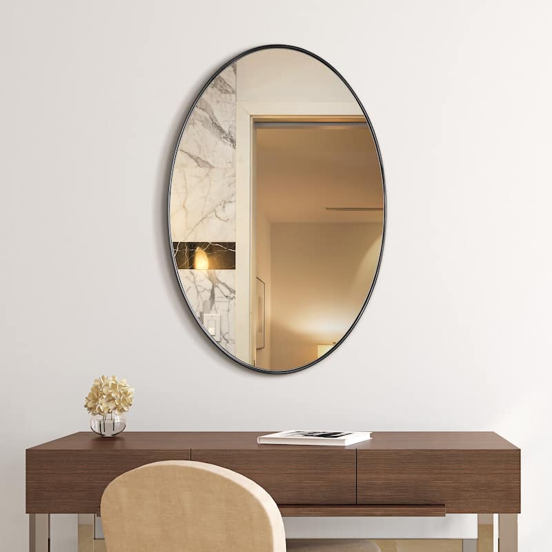 Ultra Stainless Steel Oval Wall Mirror- 24"x36"