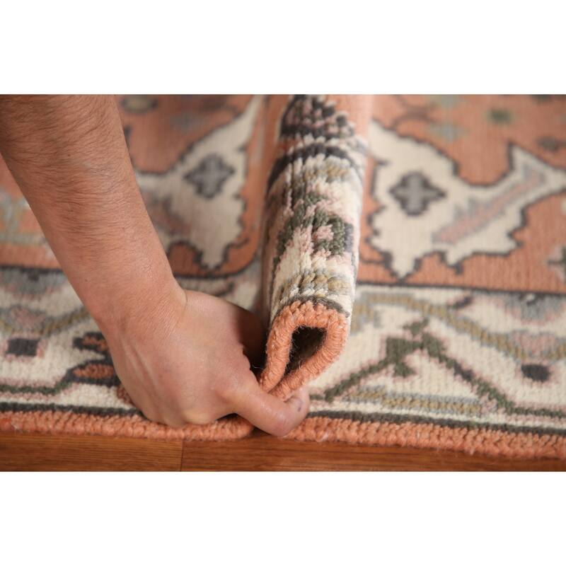 Floral Peach Oushak Style Runner Rug Hand-knotted Wool Carpet - 2'7"x 8'2"
