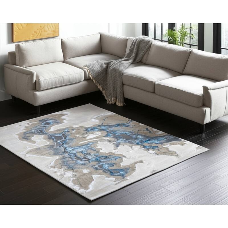 HomeRoots Abstract Bohemian Runner Area Rug - 120.00 in. x 94.00 in.  x 0.39 in.