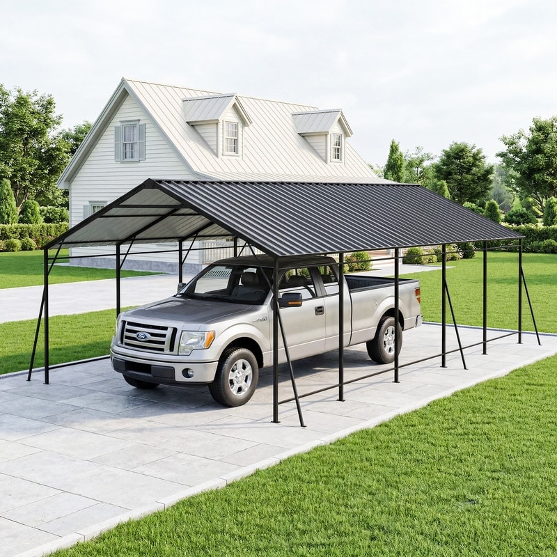 EXTERIENCE Heavy Duty Metal Carport, All Weather Steel Car Canopy for Car, Truck & Outdoor Storage