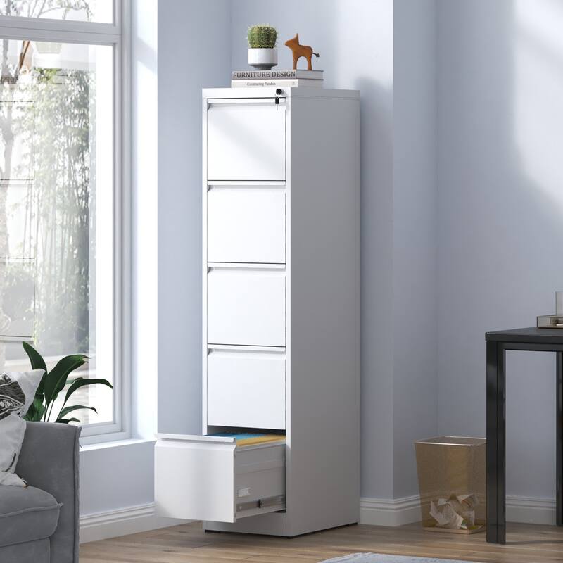 Modern Filing Cabinet, Vertical Filing Cabinet with 5 Drawers, Anti-Tilt System and Locks, for Home Office