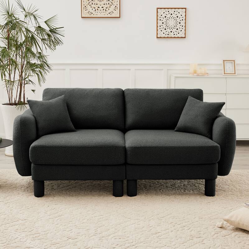 Distinctive Sofa Couch with Shell-Shaped Armrests, 2-seater Loveseat Couch Sofa Couch with Wood Frame