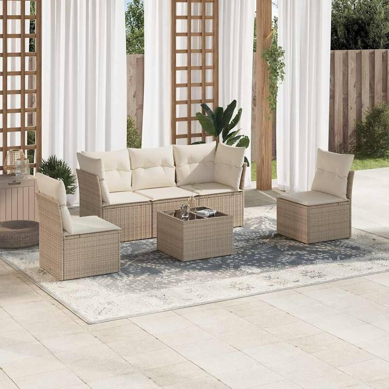vidaXL Garden Sofa Set Beige, Cream White - 21.7 x 21.7 x 14.6