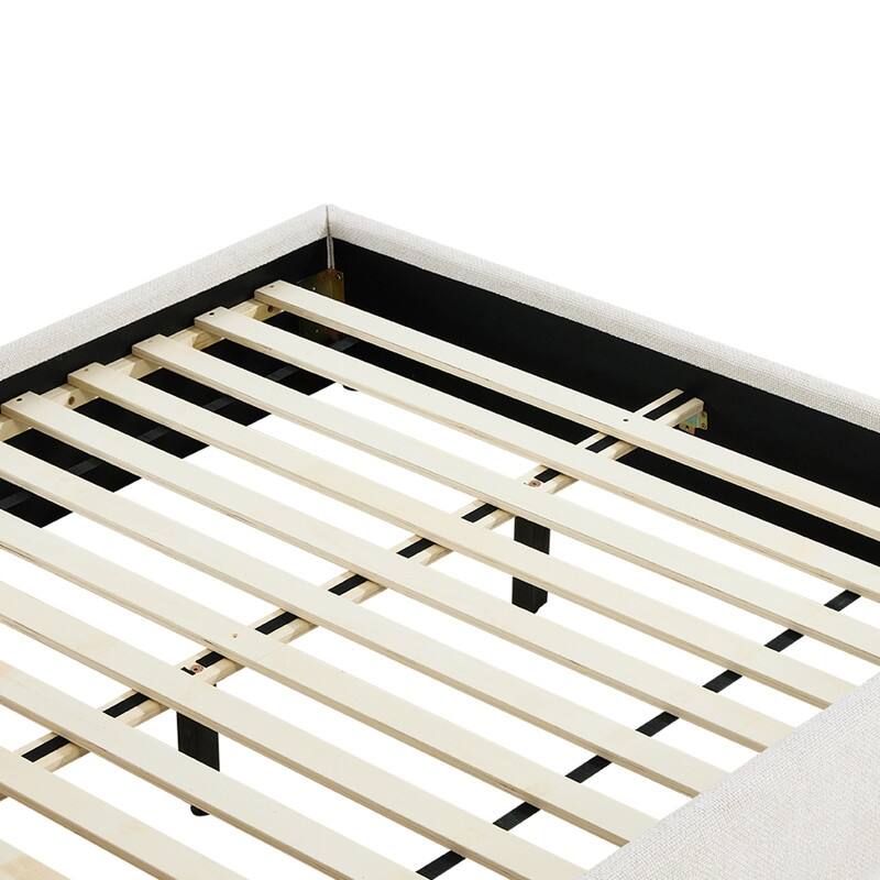 Spruce & Spring Upholstered Platform Bed with Rounded Headboard and Water-repellent Chenille Fabric