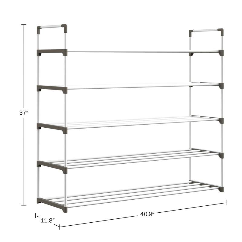 Shoe Rack - Shoe Organizer for Closet, Bathroom, Entryway by Home-Complete (White)
