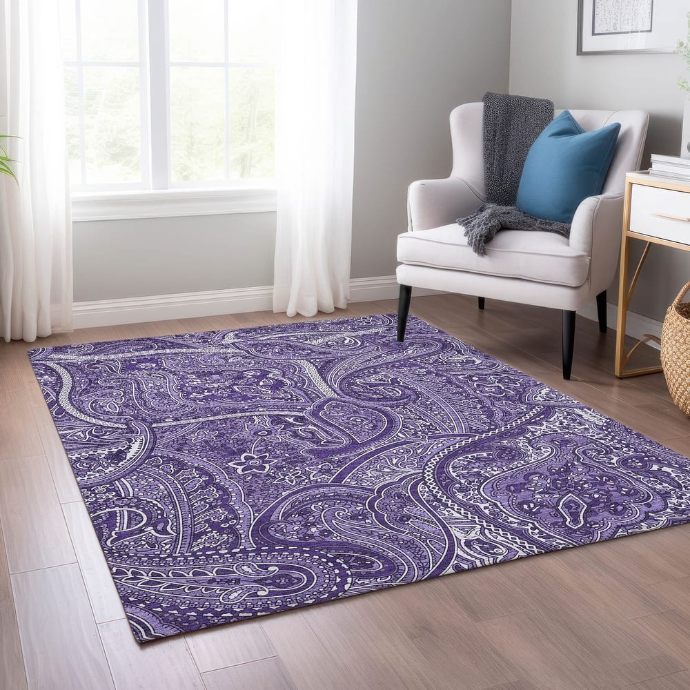 Machine Washable Indoor/ Outdoor Chantille Traditional Paisley Rug