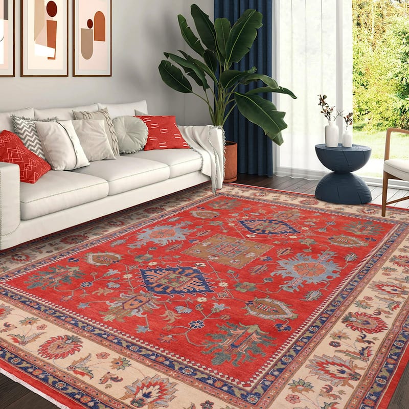 Tribal Kazak Isai Red/Beige Wool Rug - 10'2'' x 13'11''
