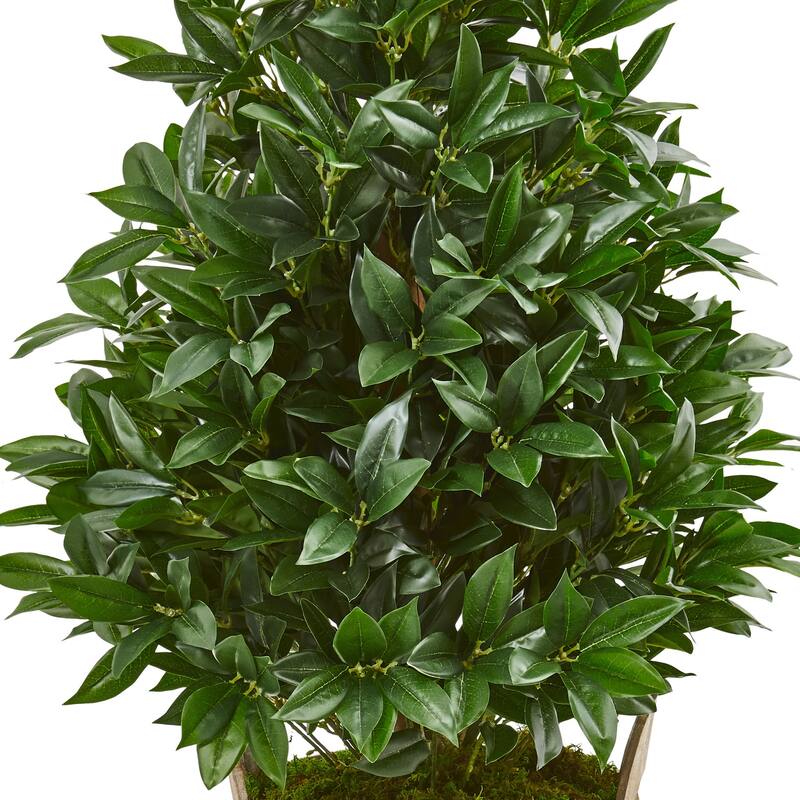 Artificial Bay Leaf Topiary Tree - 39 Inch Indoor Outdoor Plant in Planter - Green - 31-40 Inches