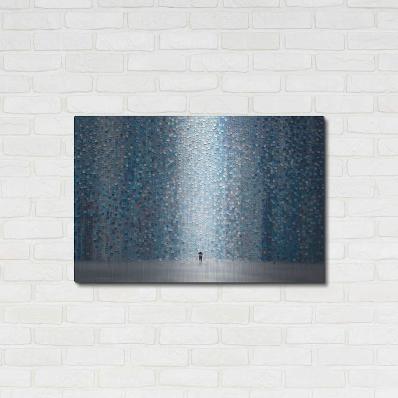 Luxe Metal Art 'Blue Rain' by Ekaterina Ermilkina, Metal Wall Art