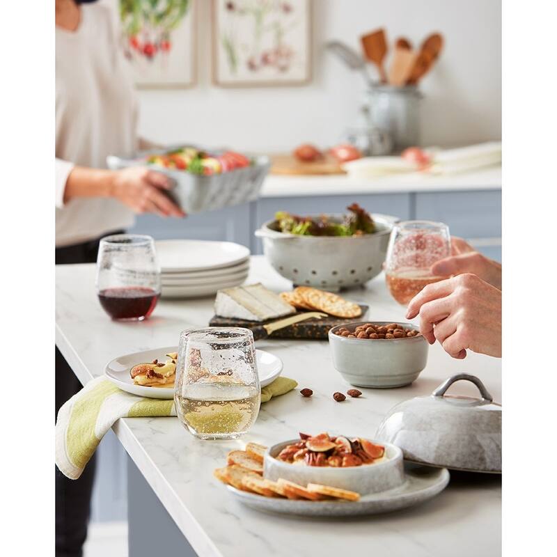Stinson Light Gray Ceramic Small Serving Bowl 8oz Dishwasher Safe 1.8in H x 5.6in L x 4in W Everyday Use