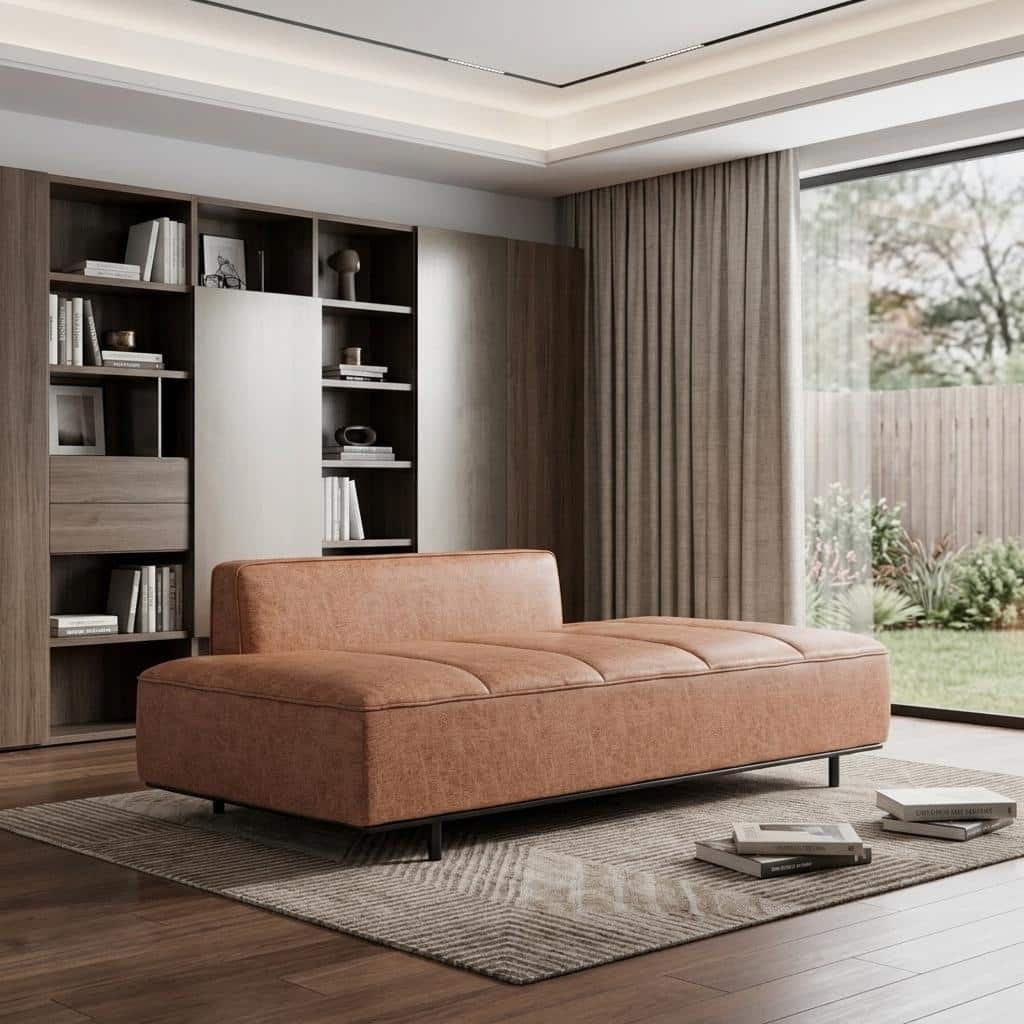HomeRoots 79" Brown Faux Leather Sofa With Black Legs