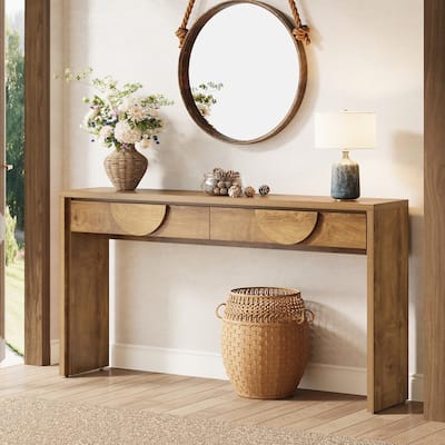 63-Inch Farmhouse Console Table with 2 Drawers for Entryway, Sofa Table Behind the Couch - 62.99" L x 13.77" D x 35.43" H