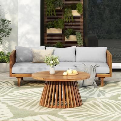 Christopher Knight Home - Elysian Patio Acacia Wood Coffee Table and Daybed Set
