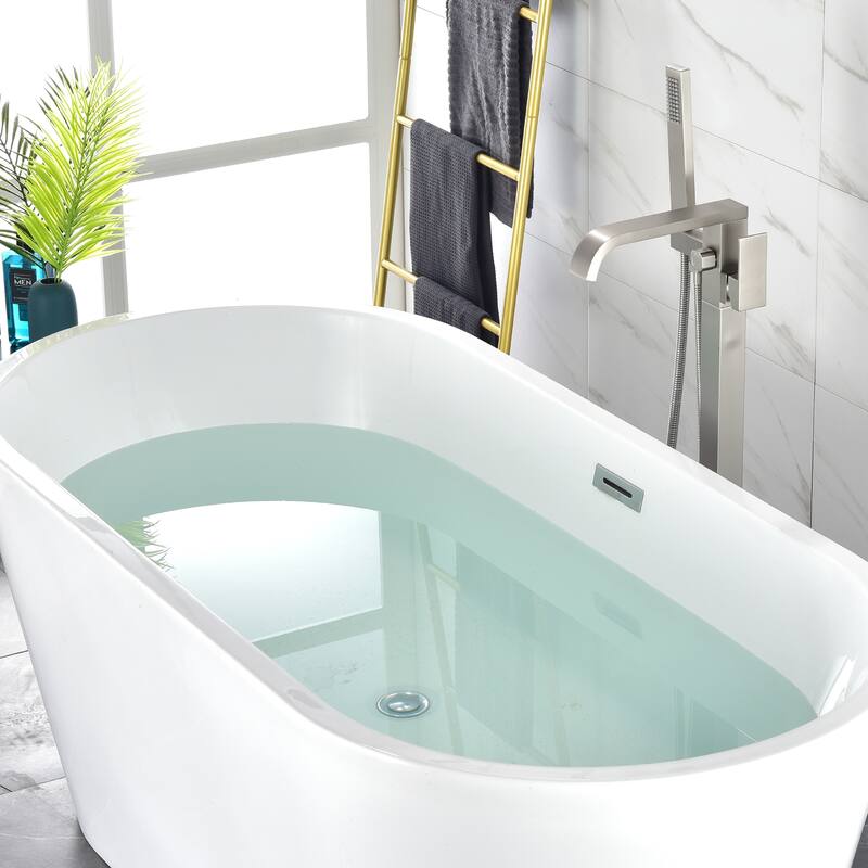 Freestanding Floor Mount Single Handle Bath Tub Filler Faucet with Handheld Shower