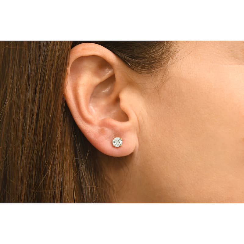 2 Ct Diamond Studs With Screw Backs Yellow Gold