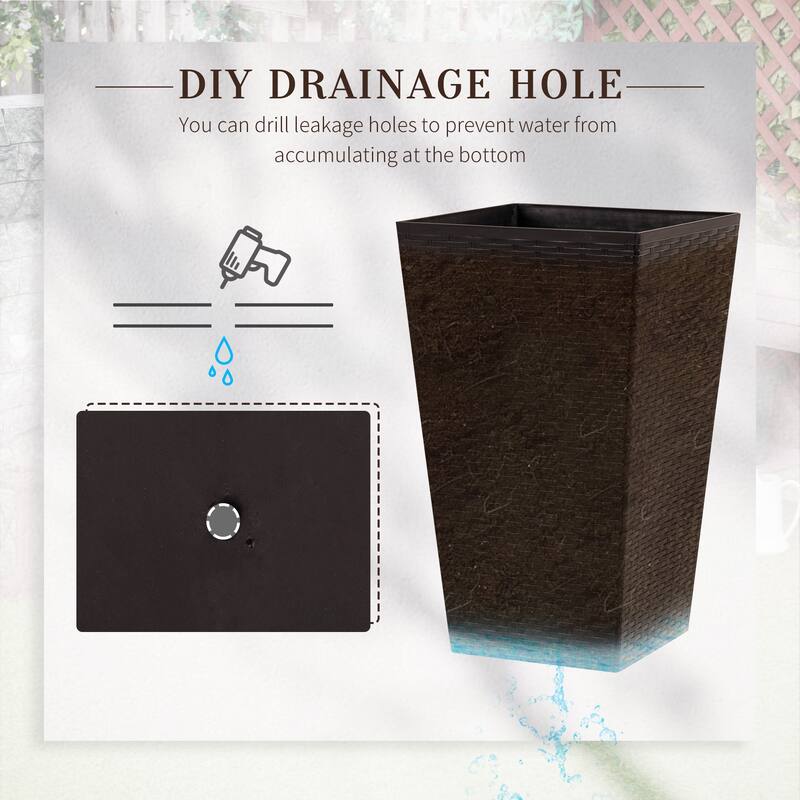Tall Planters with Drainage Hole, Outdoor Flower Pots, Indoor Planters Set of 3