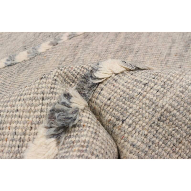 ECARPETGALLERY Hand-knotted Tangier Light Grey Wool Rug - 8'1 x 9'9