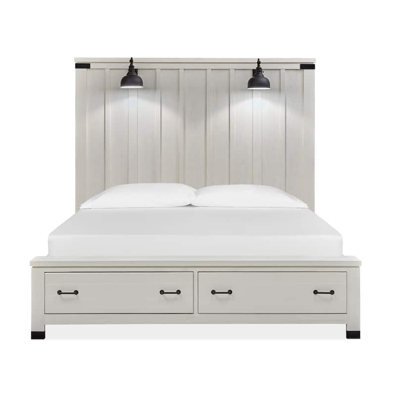 Magnussen Home Harper Springs Silo White Queen Lamp Panel Storage Bed