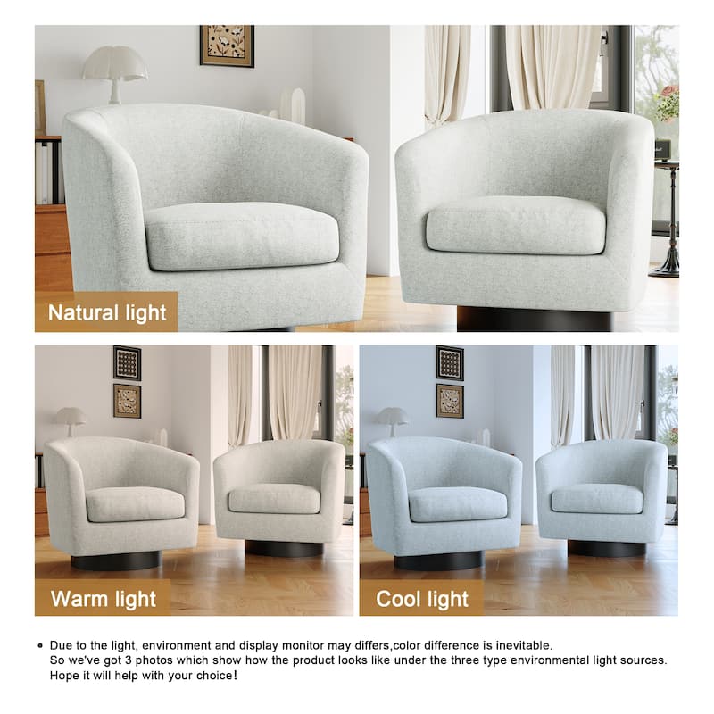 Modern Round Swivel Accent Chair Set of 2 Barrel Chair for Living Room