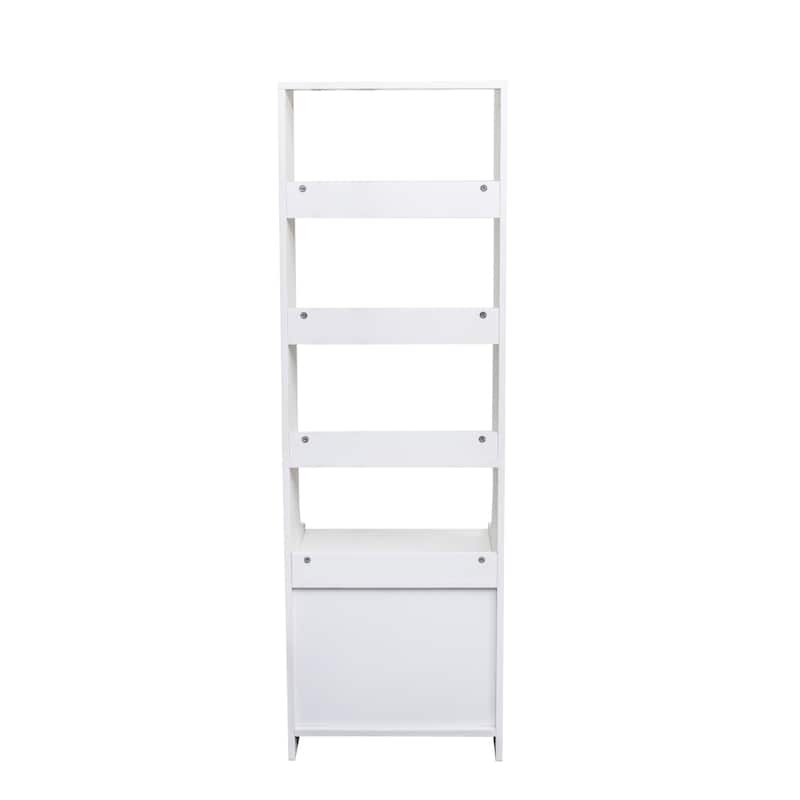 Tall Nightstand with Bookshelf, Bedside Table with 4-Shelf Storage Rack, Couch Side Table with 2 Storage Drawers