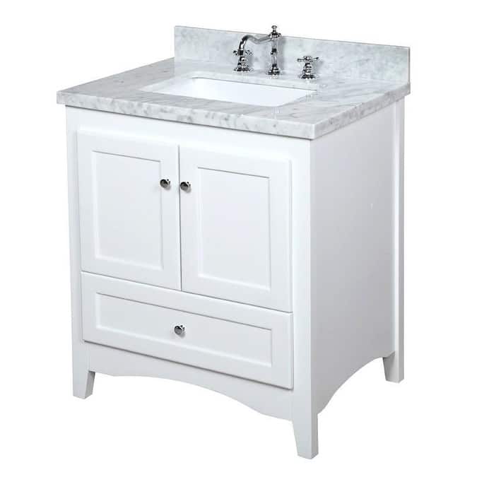 KitchenBathCollection Abbey 30" Bathroom Vanity with Carrara Marble Top