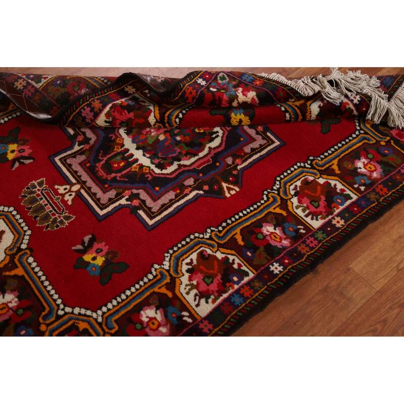 Hand Knotted Oriental 100% Wool Carpet Traditional Medallion Red Bakhtiari Area Rug - 4' 7'' X 3' 6''