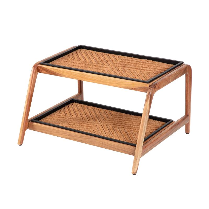 Jani Double-Tier Natural Stand 2-Pair Rubber Boot Trays - Arrowhead