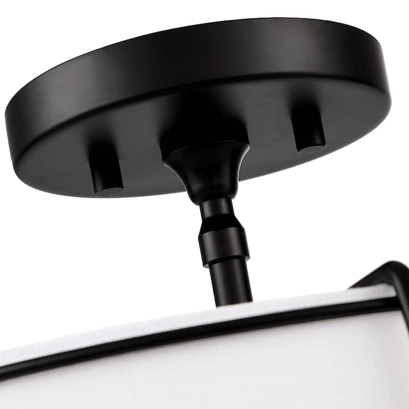 Martina 2-Light White Fabric Semi-Flush Mount- 15"W