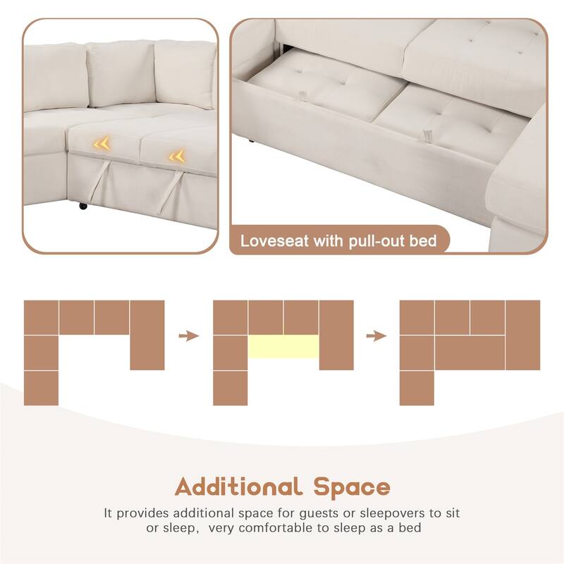 Modular Combination Sofa with Ottoman, USB and Type-C Interfaces