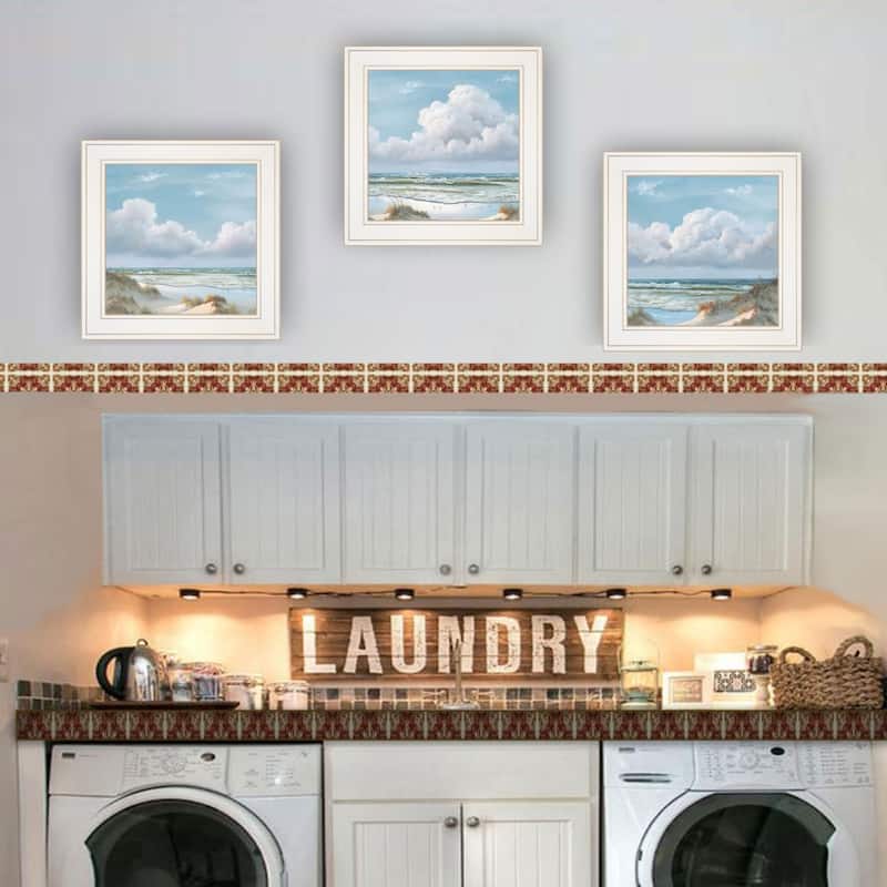TrendyDecor4U "Beautiful Day I,II, III" 3-Piece Vignette by Georgia Janisse - Beach Colors