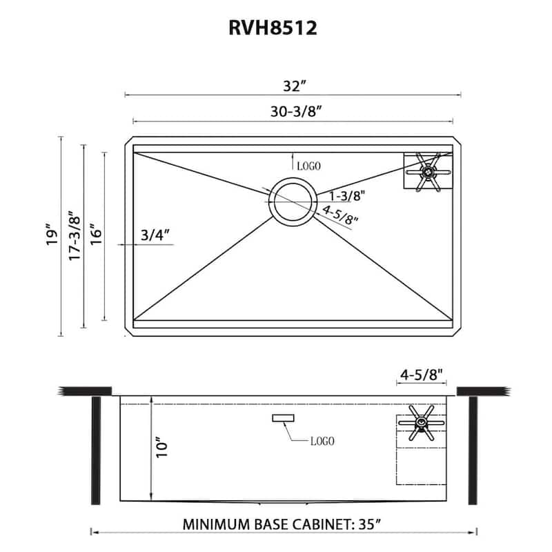 Ruvati 32-inch Workstation Ledge Undermount 16 Gauge Stainless Steel Kitchen Sink - RVH8512