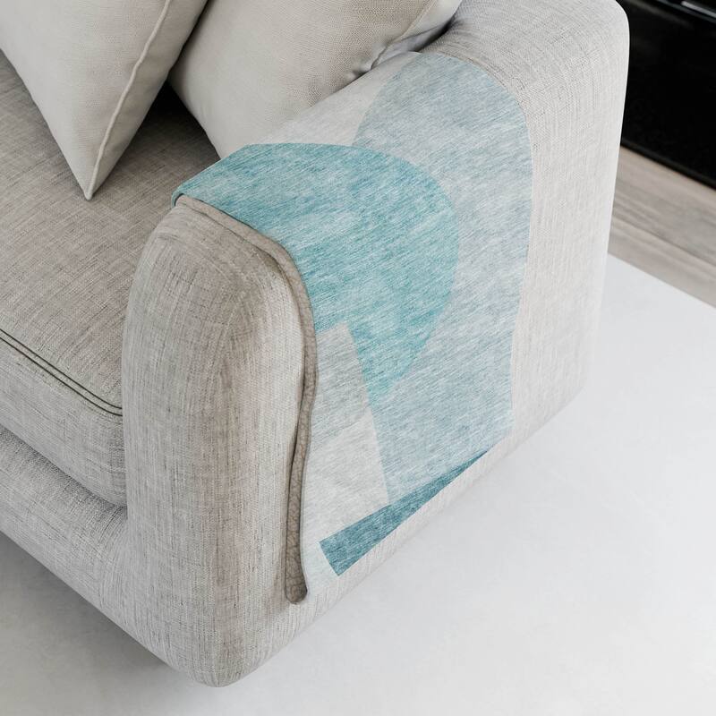 Premium Machine Washable Floral Sherpa Throw Blanket - Teal - 4'2" x 5'10"
