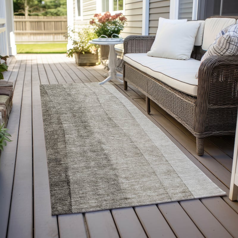 Machine Washable Indoor/ Outdoor Chantille Modern Horizon Rug - Taupe - 2'3" x 7'6"