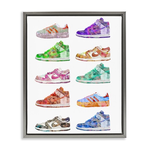 Stupell Rows of Chic Sneakers Framed Floater Canvas Wall Art